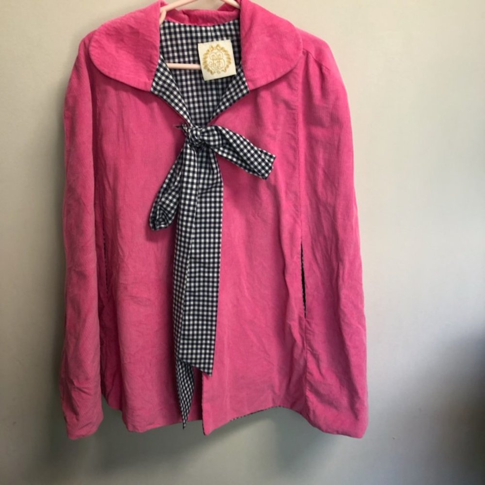 The Beaufort Bonnet Company Pink Jacket with Black and White Checkered Bow